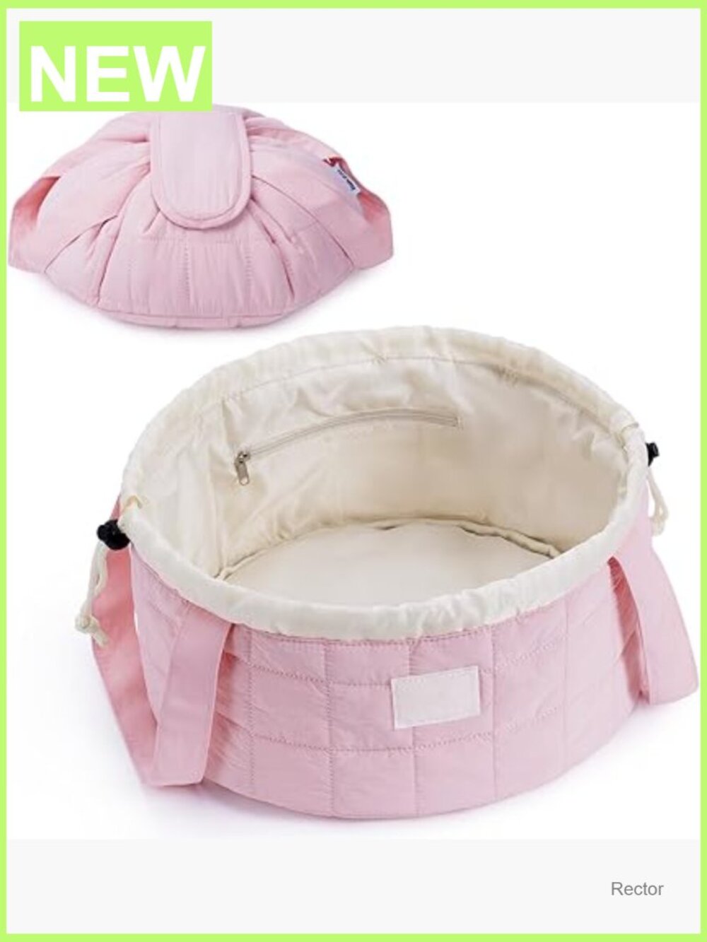 Large Quilted Puffer Makeup Bag with Handle, Travel Toiletry Organizer